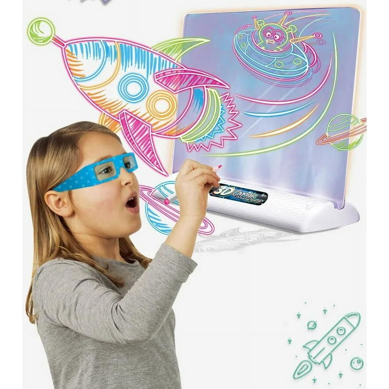 3D Drawing Board LED Graphic Drawing Tablet Portable Glow Board Doodle  Magic Glow Pad with 3D Glasses Writing Board Educational Toy Gift For Kids  