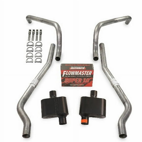 62-67 Chevy II Nova 2.5" Dual Exhaust Kit Flowmaster Super 10 Mufflers Rear Exit