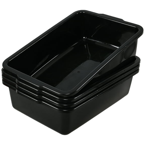 Hynomiky 4 Pack 32 L Restaurant Bus Tubs, Plastic Utility Bus Box, Extra Large Dishpan Basin Black