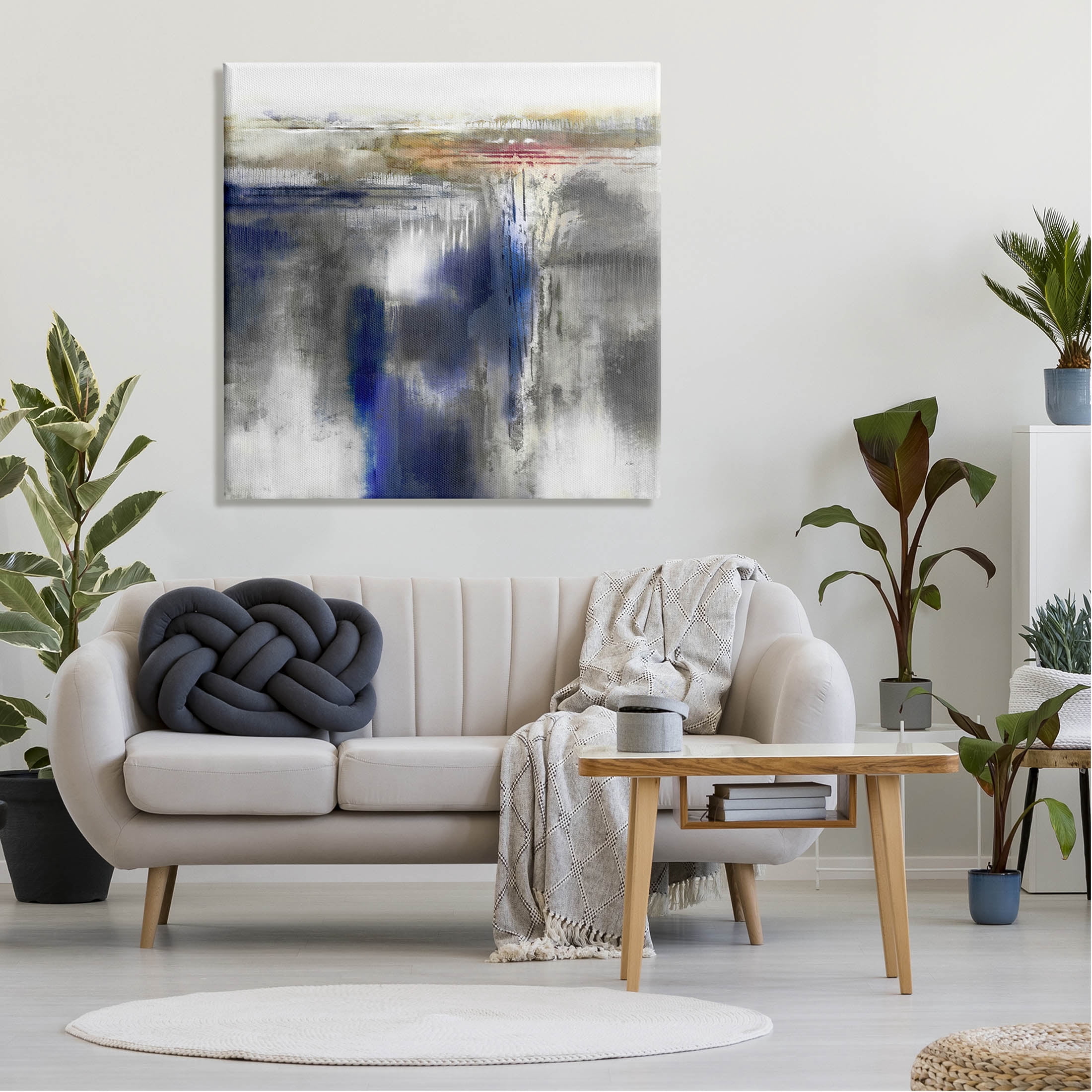 Stupell Industries Contemporary Blue Abstract Painting Gallery Wrapped Canvas Print Wall Art, Design by K. Nari