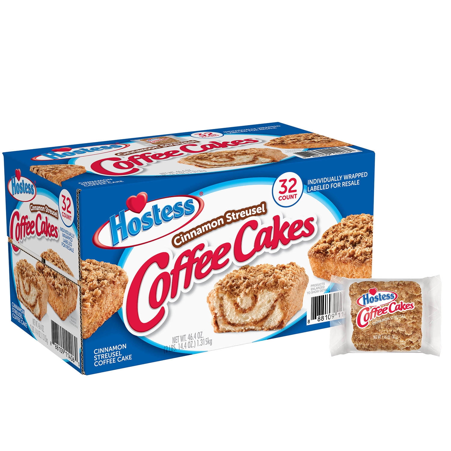 Product of Hostess Cinnamon Streusel Coffee Cake 1.44oz 32Pk
