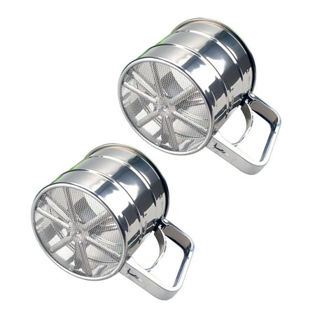 

2pcs Flour Mesh Sieve Cup Flour Sifter Stainless Steel Net Sifting Strainer Powdered Filter Mesh Baking Tool for Home