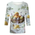 thumbnail image 4 of Jjayotai Easter 3/4 Sleeve Shirts for Women Plus Size, Ladies Easter Shirts, Christian 3/4 Sleeve Tunic Tops Pullover Tee, Cute Bunny Easter Eggs Graphic Multicolor XXL, 4 of 5