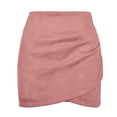 thumbnail image 2 of sunsanly High-waist Hip Wrap Slim Fit Zipper Closure Mini Skirt Irregular Cross Pleated Suede Skirt Streetwear, 2 of 7