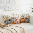 thumbnail image 4 of Fall Pumpkins Pillow Covers 12x20 Inch Set of 2 Blue and Orange Pumpkin Floral Decorative Pillowcases Thanksgiving Autumn Seasonal Farmhouse Patio Outdoor Cushion Cases for Sofa Couch, 4 of 6
