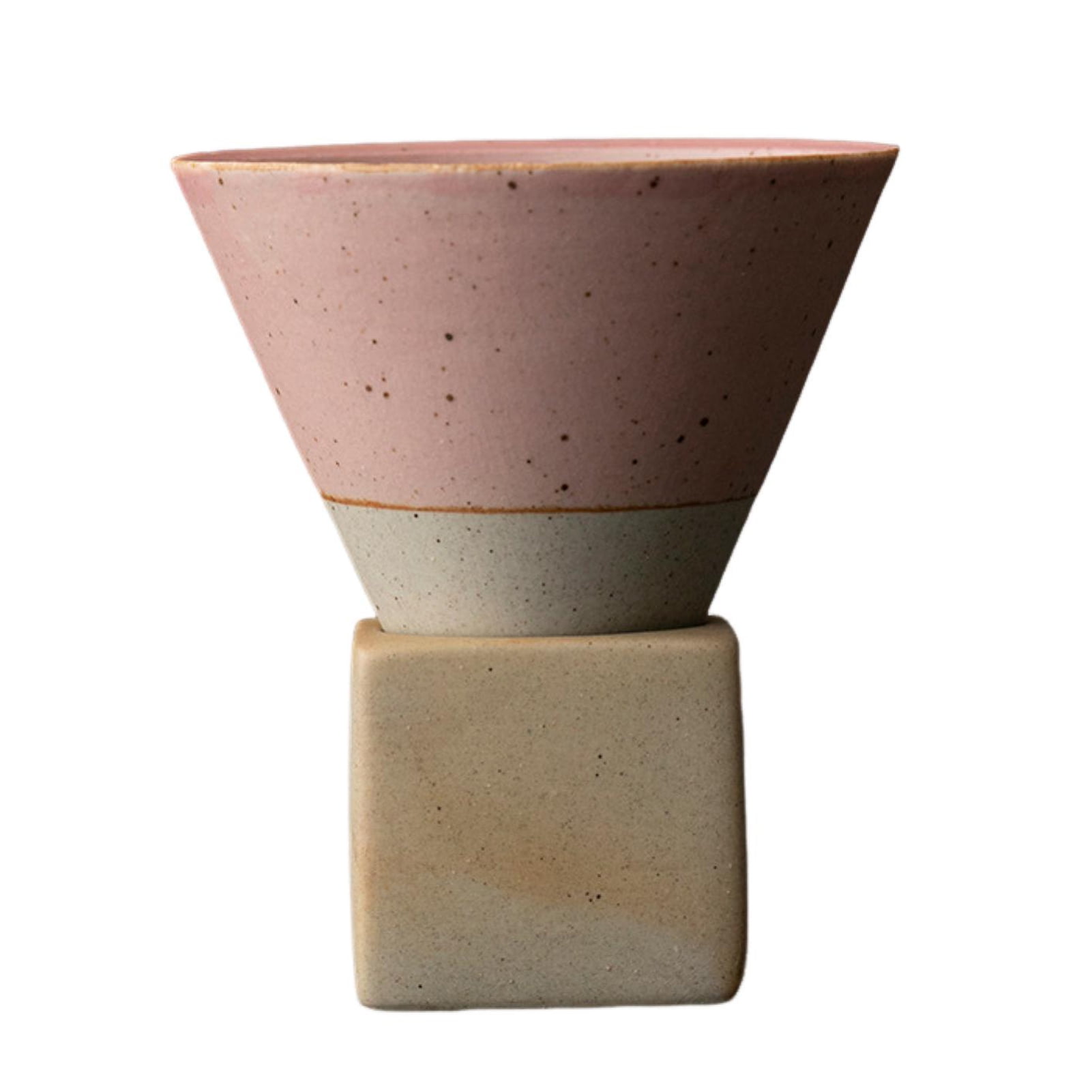 HomeLife 150ML Ceramic Funnel Coffee Cup with Base Heat-resistant Handmade Japanese Style Latte Cappuccino Tea Espresso Tapered Mug Birthday Gift