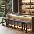 thumbnail image 2 of Alden Design 24" H Modern Faux Leather Bar Stools with Footrests, Gray, 2 of 9