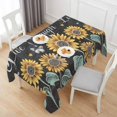 thumbnail image 6 of Sunflowers Rustic Table Cloth Waterproof Tablecloths, Spring Summer Pastoral Flowers Black Tablecloth Dining Table Cover for Kitchen Party Tabletop Outdoor, Rectangle Tablecloth 60x120 Inch, 6 of 9