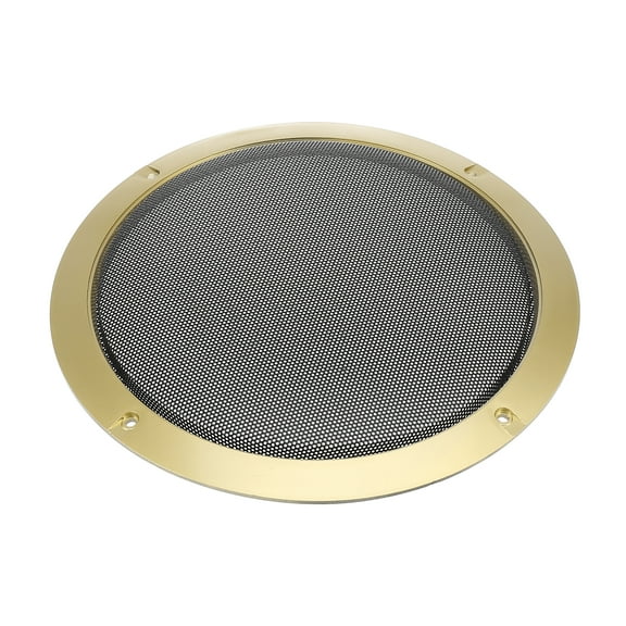9" Vehicle Audio Speaker Cover Mesh Subwoofer Horn Guard Decorative Circle Grille Protector Gold Tone