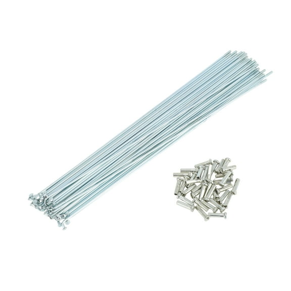 14G J Bend Bicycle Spokes 14G 260mm Length Bike Wheel Spokes with Nipple for MTB Wheel Spokes Silver Tone Carbon Steel Galvanized 36 Set