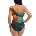 thumbnail image 5 of Sikiie Red And Blue Fire Peacock Print Women One Piece Swimsuits Tummy Control One Shoulder Bathing Suits Ruffle Swimwear, From S to XXL-Small, 5 of 6