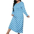 thumbnail image 6 of JUSLIO Nightgowns for Women Graphic Print Loungewear Long Sleeve Robes Round Collar Pajama Light Blue Sleepwear Nightgowns Nightgown Sleep Dress, 6 of 6