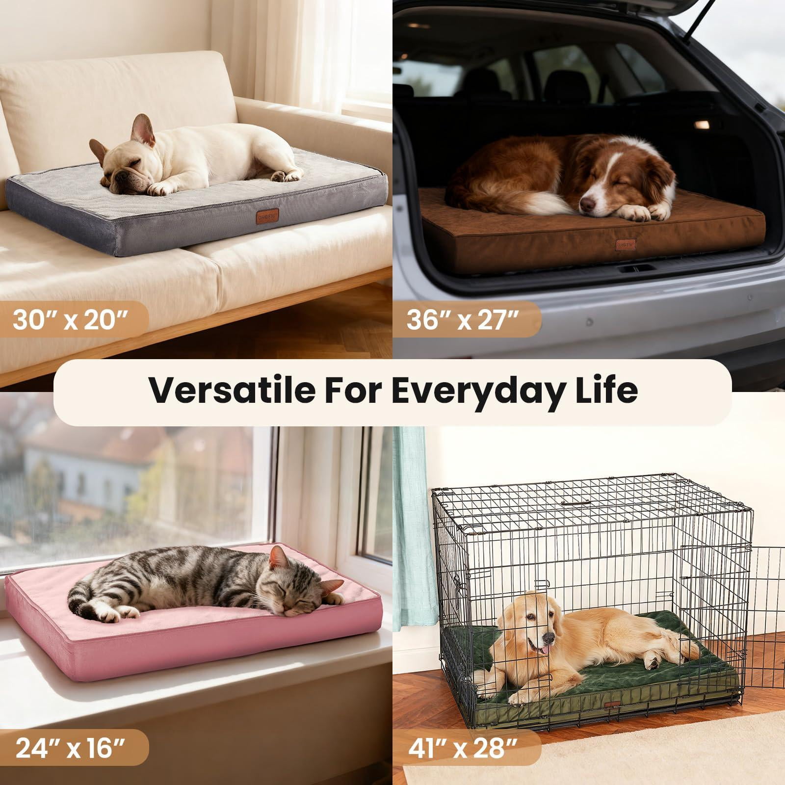 Waterproof Dog Bed For Medium Dogs  Machine-washable Removable Cover In Easy-clean Fabric High Density Foam & Easy-carry Handle Suitable Crate 30 Inch (pink)