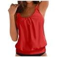 thumbnail image 2 of Zhden Tankini Tops for Women Tummy Control Blouson Tankini Top Women Swimwear Top Only（Red,4XL）, 2 of 6