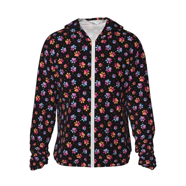 Balery Animal Paw 1 Sudadera ligera de manga larga con capucha y protección solar UPF 50+ para hombre y mujer, ideal para pesca y running-Medium