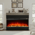 Maxhonor 40" Black Panoramic Electric Fireplace with Mantel, 3D Dynamic Flame, 750W/1500W Dual Heating, Whisper-Quiet, Touch & Remote Control