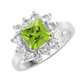 thumbnail image 2 of Sterling Silver with Natural Peridot and White Topaz Halo Ring, 2 of 3