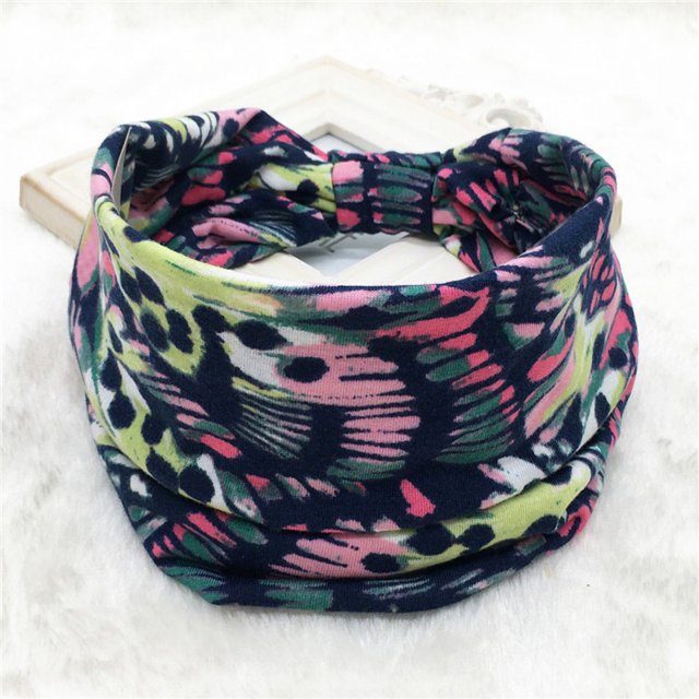 Diadema deportiva elástica con estampado de estilo bohemio europeo y americano, diadema de ala ancha para mujer, turbante de algodón