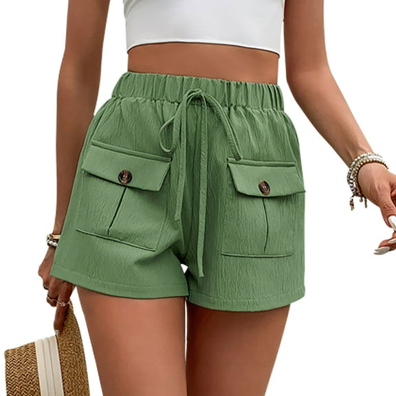 Lmnyox Wide Leg Cargo Shorts for Women High Waist Drawstring Short Pants Summer Fashion Streetwear with Pocket