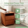 thumbnail image 5 of S-HOME Versatile 20 Inch Nightstand  Curved Design With 2 Drawers And Charging Station Solid Wood Bedside Table For Bedrooms, Walnut, 5 of 13