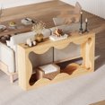 thumbnail image 5 of 63 Inch Console Table Farmhouse Scalloped Console Table for Entryway, Narrow Wood Sofa Table Behind Couch with Storage for Living Rooms, Wood Color, 5 of 7