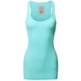 thumbnail image 3 of FashionOutfit Women's Solid Basic Scoop Neck Racer-back Ribbed Tank Top, 3 of 4