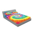 thumbnail image 2 of Ambesonne Rainbow Fitted Sheet & Pillow Sham Set, Rainbow Tie Dye Effect, Queen, Multicolor, 2 of 2