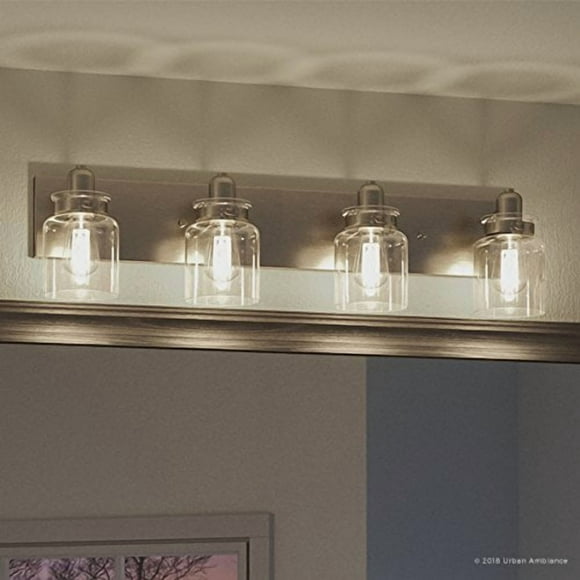 Urban Ambiance Luxury Modern Farmhouse Bathroom Vanity Light, Large Size: 8.625" H x 30.25" W, with Industrial Style Elements, Brushed Nickel Finish, UHP2144 from The Bridgeport Collection