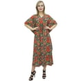 thumbnail image 2 of Bimba Women's Maxi Floral Long Kaftan Dark Gray Caftan Dress Cotton Coverup-14, 2 of 6