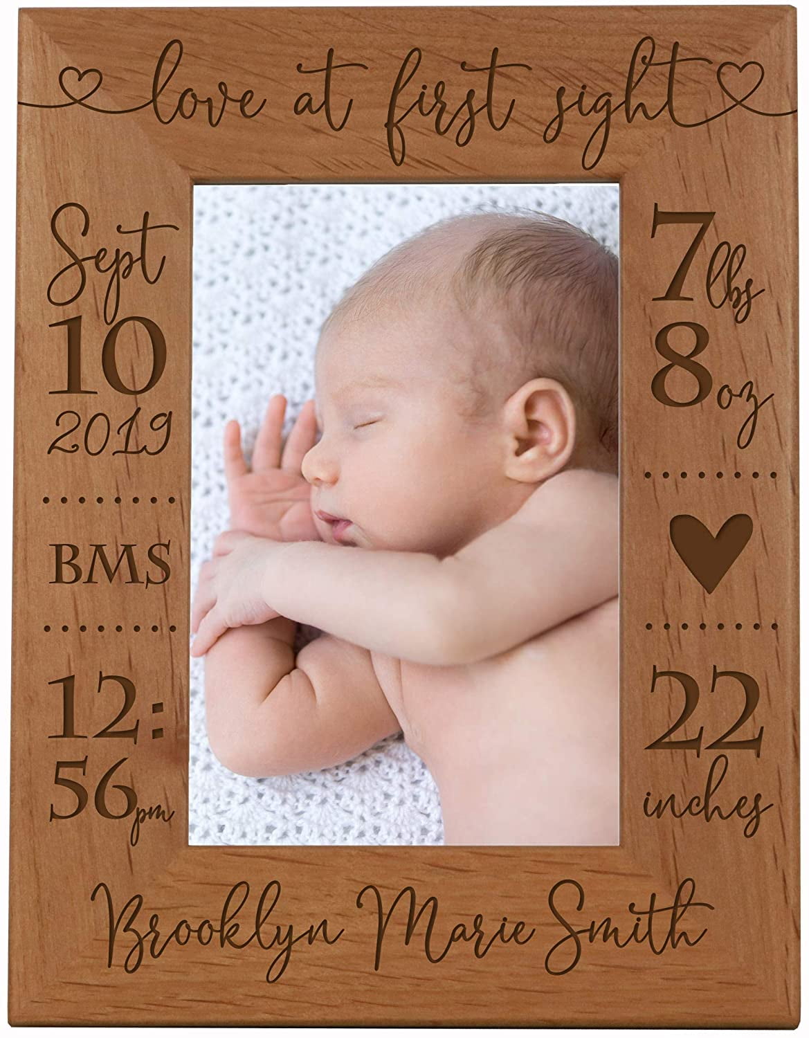 LifeSong Milestones Customized Engraved Vertical Picture Frame for Baby