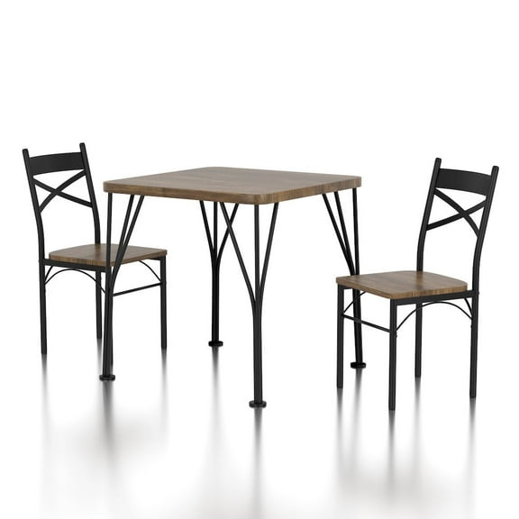 Furniture of America Kelle Transitional Metal 3-Piece Dining Set in Brown
