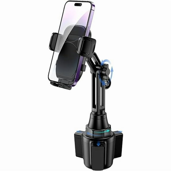 Cup Phone Mount for Car, [Upgraded Version] Universal Cup Phone Cradle Holder with Long and Adjustable Neck, Friendly Compatible with Cell Phone iPhone, Samsung, Google and All Smartphones