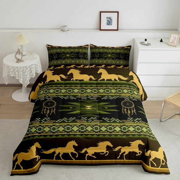 Erosebridal Teens Aztec Comforter Sets, Western Horse Comforters & Duvets, Triangle Reversible Duvet Insert, Breathable Room Decorative, 2-Piece