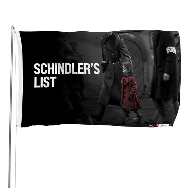 La Lista de Schindler Bandera impresa con temática, regalo perfecto para fanáticos, amigos y familiares, y adecuada para actividades al aire libre e interiores, decoraciones de fiesta. 90 cm × 150 cm.