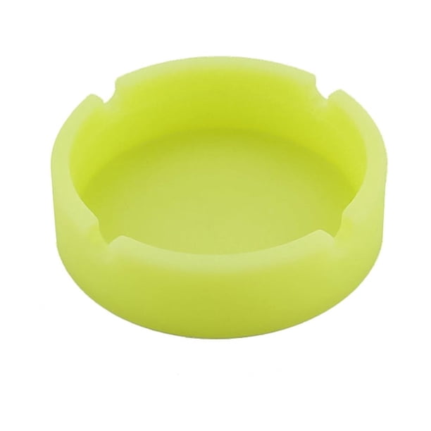 EeaseMX Cenicero redondo de silicona irrompible, resistente al calor y luminoso para cigarros, 8,3 x 2,3 cm (amarillo)
