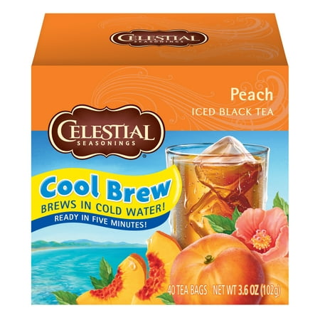 Celestial Seasonings Iced Tea, Peach Cool Brew, 40 Count (Pack of