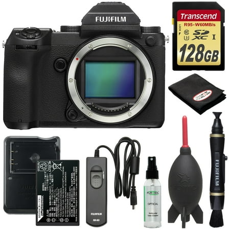 Fujifilm GFX 50S Medium Format Digital Camera Body with 128GB Card + Battery & Charger + Remote + Lenspen + Optical Cleaner + Blower +
