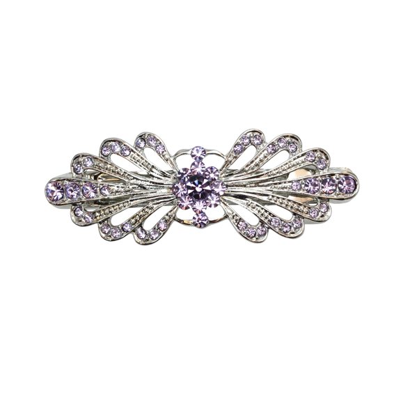 Faship Gorgeous Violet Rhinestone Crystal Small Floral Hair Barrette Clip