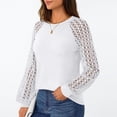 thumbnail image 2 of SUNBS Women Blouses Hollow-Out Lace Tops Crew Neck Long Sleeve Shirts for Women Trendy Clothes, 2 of 8