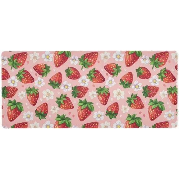 JSTEL Strawberry Daisy Pink Large Gaming Mouse Pad Big Mousepad Mice Keyboard Mat with Non-Slip Rubber Base for Computer Laptop Home & Office, 31.5 X 11.8 inch