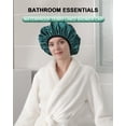 thumbnail image 3 of Terry Lined Shower Cap,Triple Layer Large Cap for Women,Shower Cap Reusable Waterproof,Long Thick Hair(Black), 3 of 10