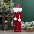 thumbnail image 2 of Christmas Decorations European American Sequined Wine Bottle Bags Plush Wine Cases Gift Bags Hotel Table Decor, Red Color, 2 of 4