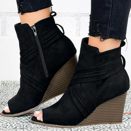 

Sandals For Women Ladies Fashion Solid Wedges Casual Zippers Roman Shoes Sandals
