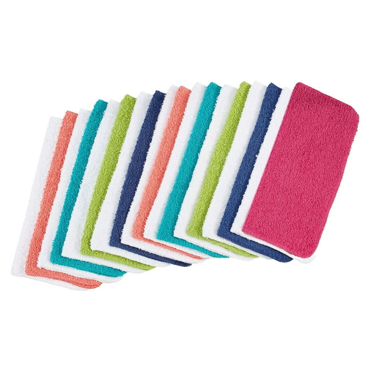 18 Mainstay Washcloth 100% Cotton 11 x 11 Bright Color Face Wash Cloth  (A)