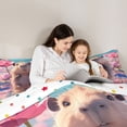 thumbnail image 5 of Homewish Cartoon Capybara Rodent Full Size Comforter Sets,Rustic Lotus Flower Bedding Comforter Set,Pink Brown Bedding Sets For Girls Kids,Super Cozy Room Decor Reversible,3-Piece, 5 of 8