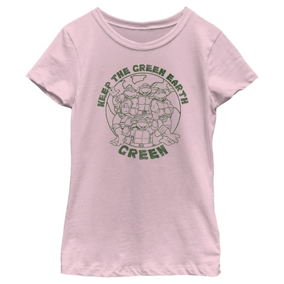 Girl's Teenage Mutant Ninja Turtles Keep the Earth Green Graphic Tee Light Pink X Large