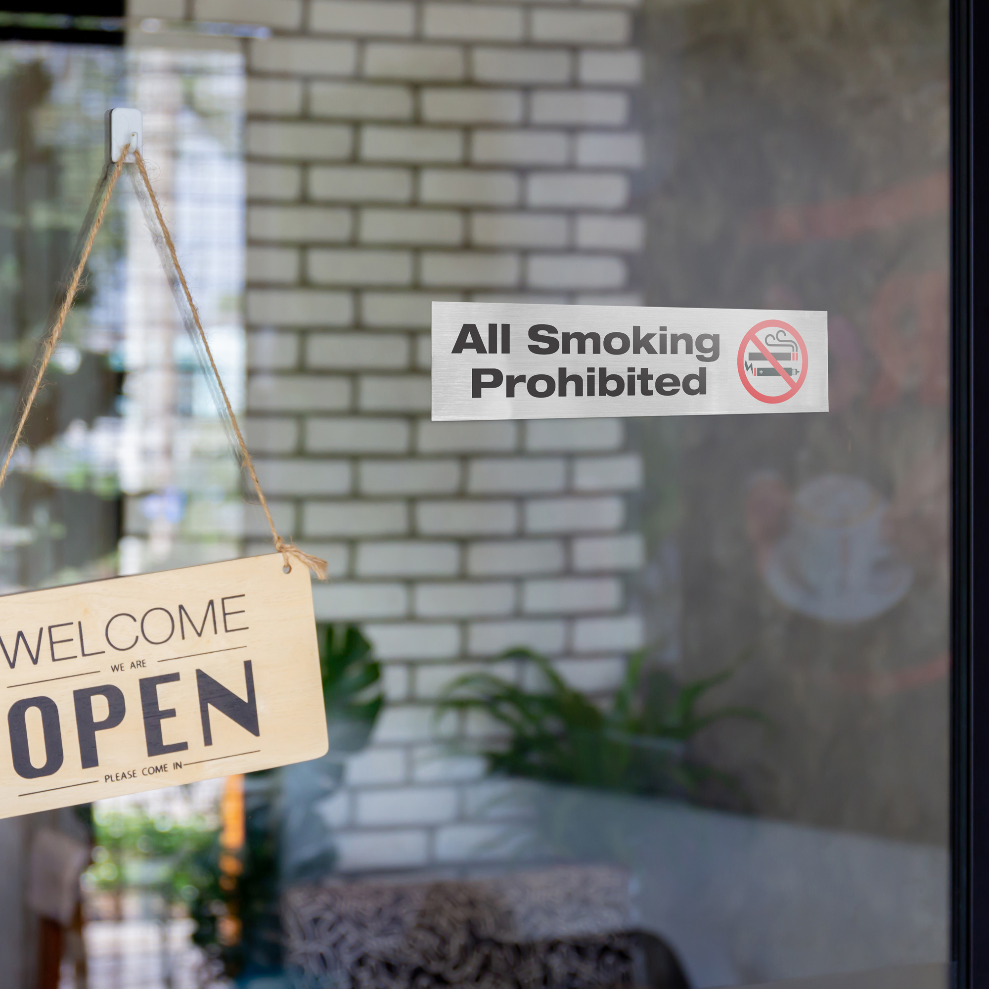 (5 pack) Hy-Ko 2" x 8" Vinyl All Smoking Prohibited Sign, Self-adhesive Sticker