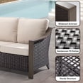 thumbnail image 5 of Meetleisure Outdoor Conversation set, 4PC, Three-seat Sofa, Two Swivel Chairs and One Table, PE Rattan, Beige, 5 of 10