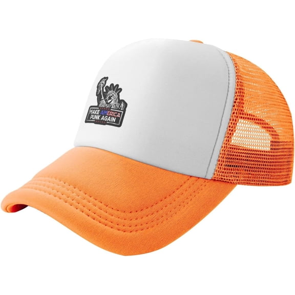 Make America Punk Again Slogan Unisex Adult Adjustable Mesh Hats Baseball Hat Trucker Cap for Men Women Orange
