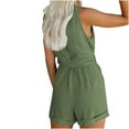 thumbnail image 2 of SELONE Jumpsuits for Women Casual Short Pants Sleeveless Ladies Travel Comfortable Vacation Fancy Jumpsuits for Women Cute Rompers for Women Casual Jumpsuits Buttons Deep with Belt Army Green M, 2 of 8